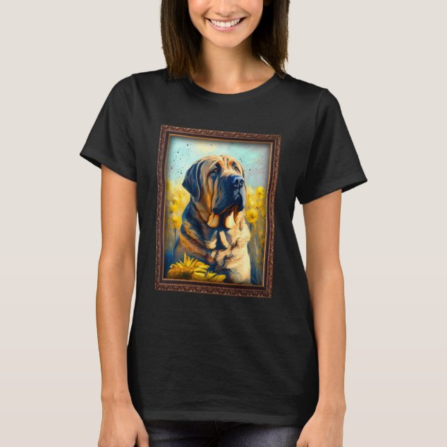 Spanish Mastiff Painting Sunflower Flower Mum Wome T-Shirt (Front)