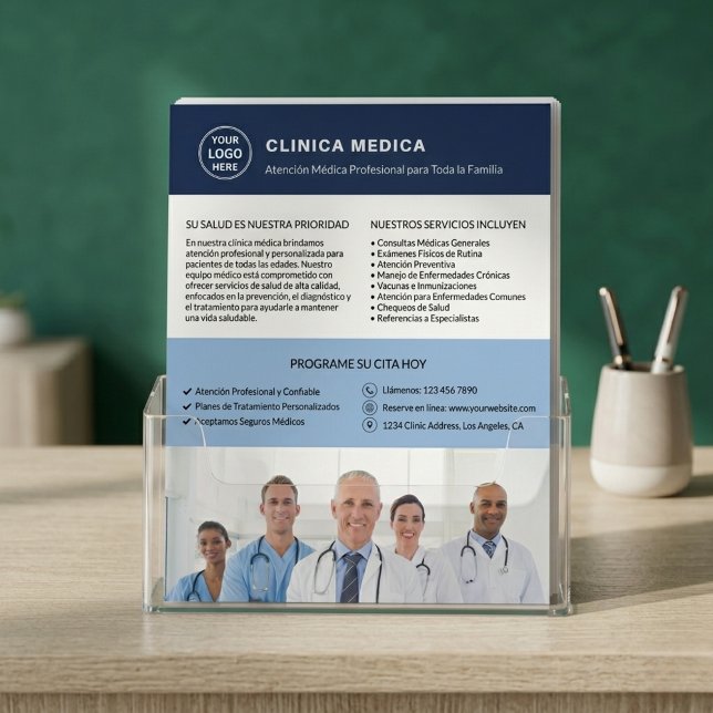 Spanish Medical Clinic Doctor Logo QR Code Flyer (Spanish Medical Clinic Doctor Logo QR Code Flyer)