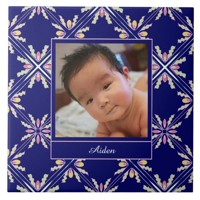 Spanish Mediterranean Pattern | Custom Photo Ceramic Tile (Front)