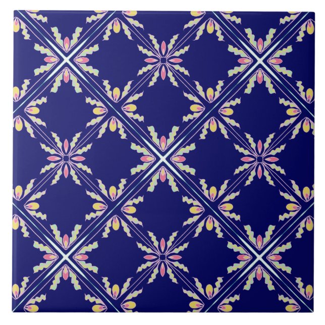 Spanish Mediterranean Style Indigo Blue Ceramic Tile (Front)