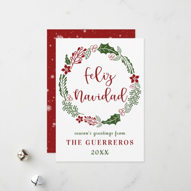 Spanish Merry Christmas, Custom Holiday Card (Front/Back In Situ)
