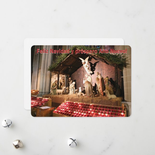 Spanish Merry Christmas from NYC Nativity Scene Holiday Card (Front/Back In Situ)