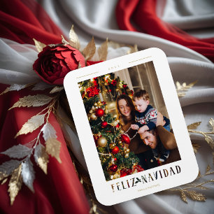 Spanish Merry Christmas Modern Calligraphy Photo Magnet