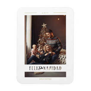 Spanish Merry Christmas Wimshical Calligraphy Magnet