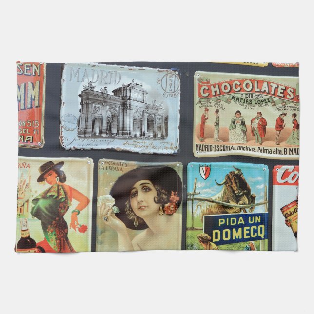 Spanish metal plaques tea towel (Horizontal)