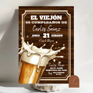 Spanish Mexican Beer El Viejon Birthday Invitation