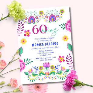 Spanish Mexican Fiesta Floral 60th Birthday Party Invitation