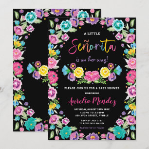 Spanish Mexican Floral Fiesta Baby Shower Girl Invitation