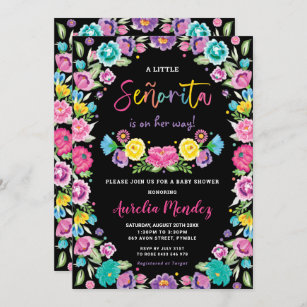 Spanish Mexican Floral Fiesta Baby Shower Girl Invitation