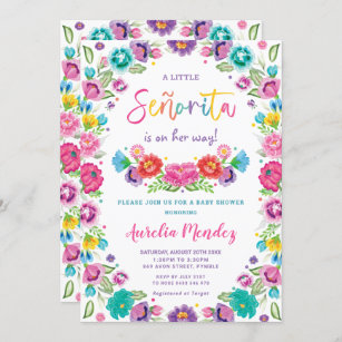 Spanish Mexican Floral Senorita Baby Shower Girl Invitation