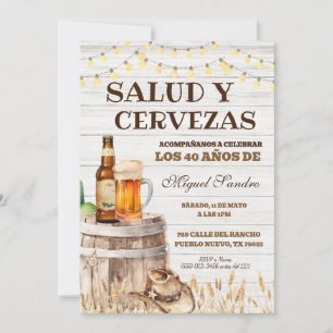 Spanish Mexican Man Beer Salud Invitation