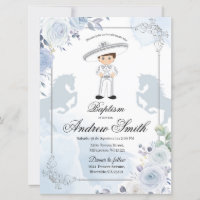 Spanish Mexican Silver Charro Baptism Invitation