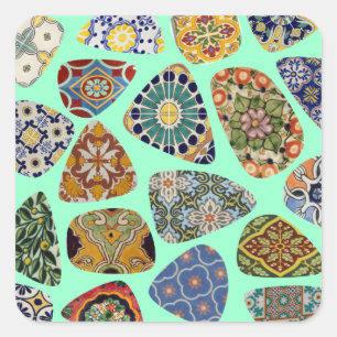 Spanish & Mexican Tile Mosaic Square Sticker