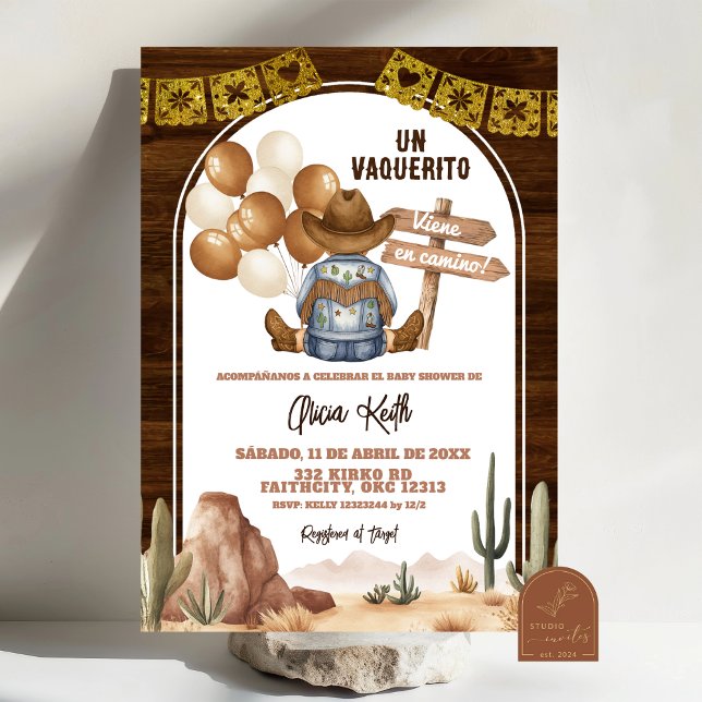 Spanish Mexican Wild West Cowboy Baby Shower Invitation (Creator Uploaded)