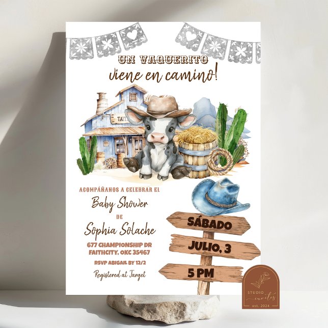 Spanish Mexican Wild West Cowboy Baby Shower Invitation (Creator Uploaded)