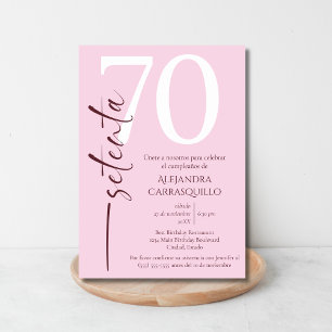 Spanish Minimalist Pink Delicate 70th Birthday Invitation