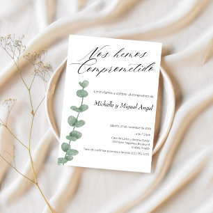 Spanish Minimalist Wedding Engagement Party Invitation