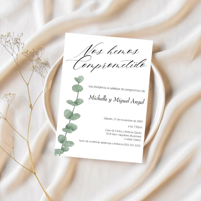 Spanish Minimalist Wedding Engagement Party Invitation (Creator Uploaded)