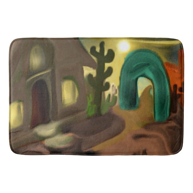 Spanish Mission Southwestern Abstract Art Bath Mat (Front)