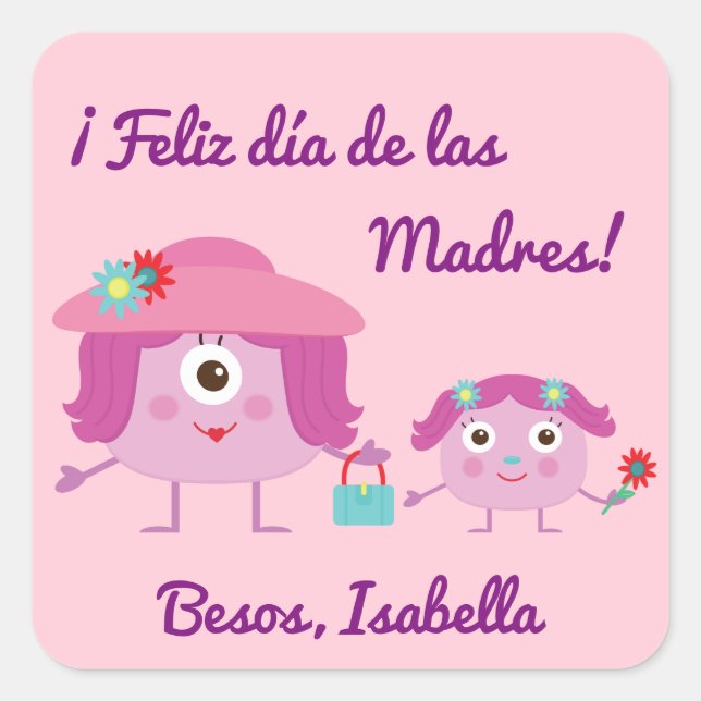 Spanish Mother's Day Sticker with Monsters (Front)