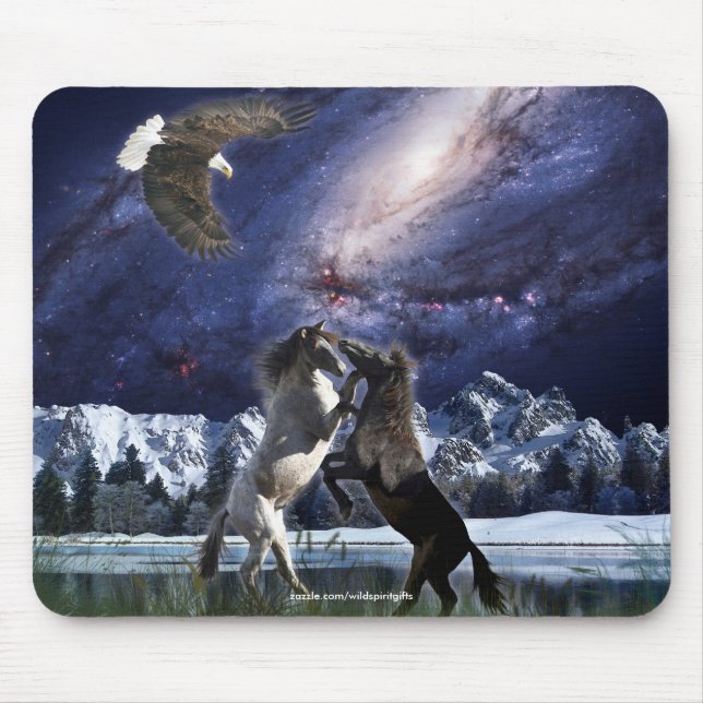 Spanish Mustang Eagle, Fantasy Horses Mousepad (Front)