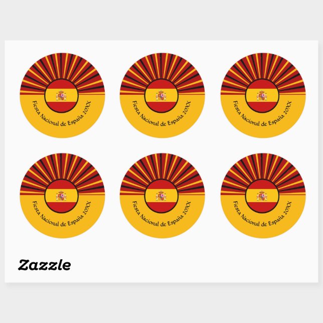 Spanish National Day Celebration Spain Hispanic   Classic Round Sticker (Sheet)