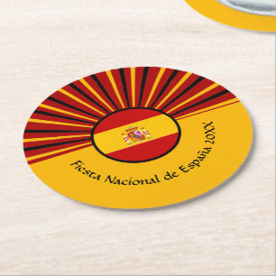 Spanish National Day Celebration Spain Hispanic   Round Paper Coaster