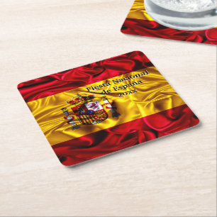 Spanish National Day, Spain Hispanic Day, Square Paper Coaster