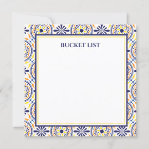 Spanish Navy Yellow Tile Mediterranean Bucket List Invitation