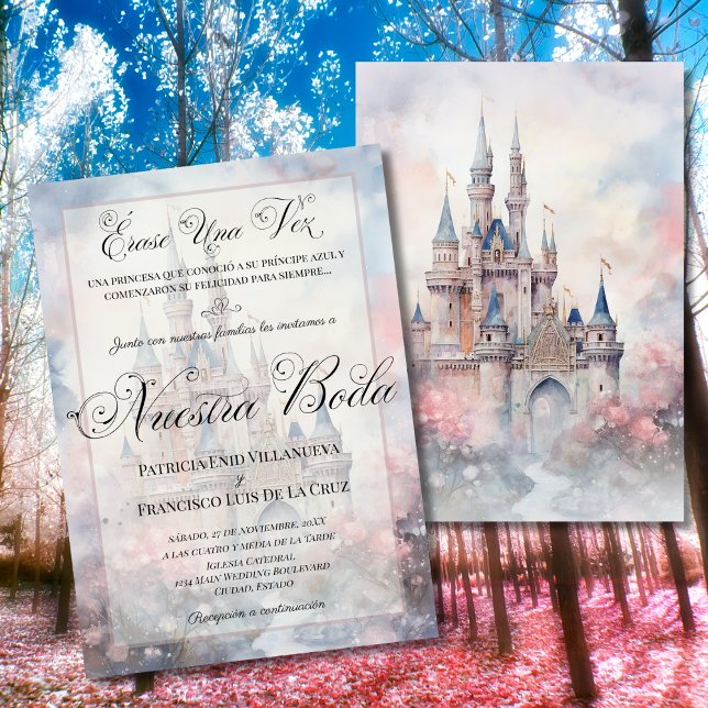 Spanish Nuestra Boda Fairy Tale Castle Wedding Invitation (Creator Uploaded)