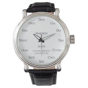 Spanish Numbers Personalised Place and Time Zone Watch