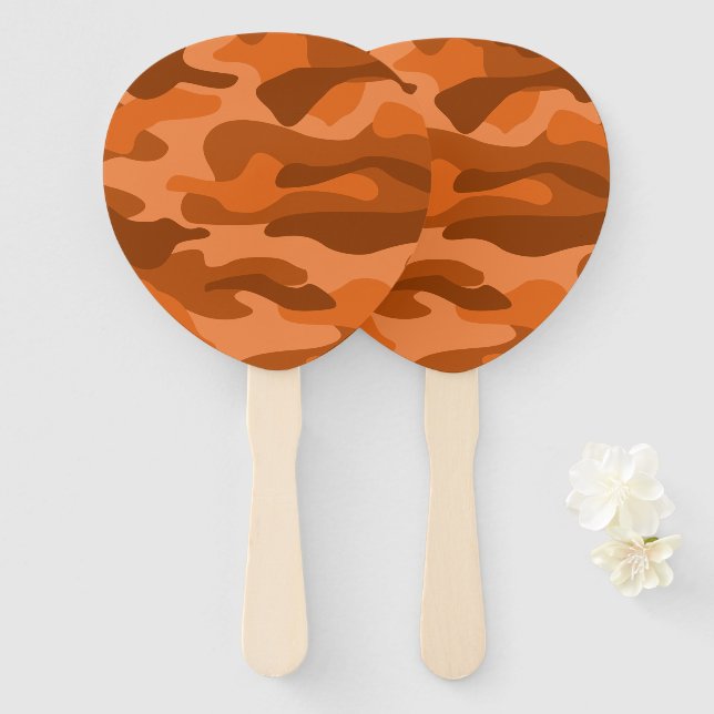 Spanish Orange Monocolor Camo Hand Fan (Front and Back)
