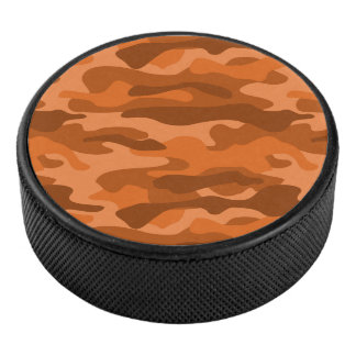 Spanish Orange Monocolor Camo Hockey Puck