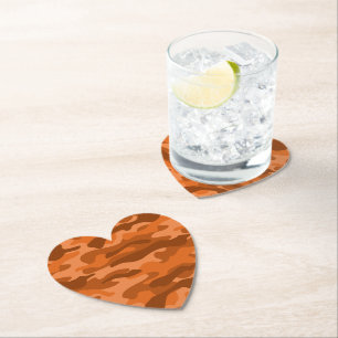 Spanish Orange Monocolor Camo Paper Coaster