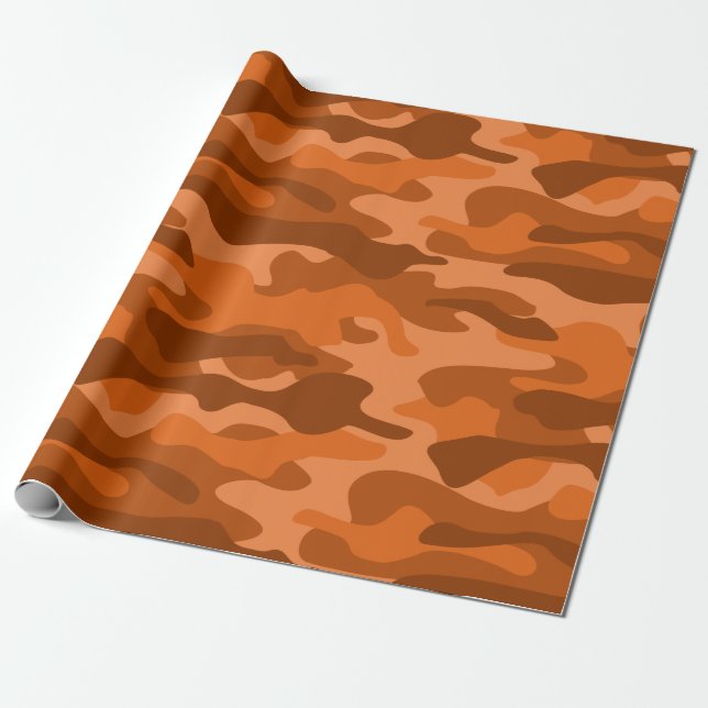 Spanish Orange Monocolor Camo Wrapping Paper (Unrolled)