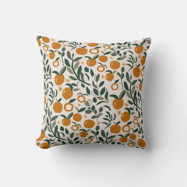 Spanish Orchard - pattern of oranges and leaves Cushion (Front)