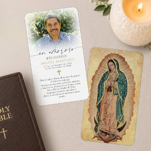 Spanish Our Lady of Guadalupe Sympathy Prayer Card