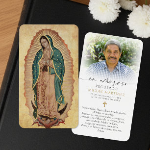 Spanish Our Lady of Guadalupe Sympathy Prayer Card