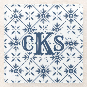 Spanish Pattern Distressed Tile    Glass Coaster