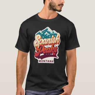 Spanish Peaks Montana Retro 70s Black T-Shirt | Vi