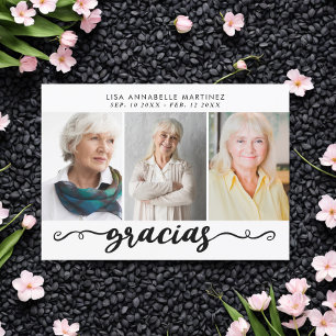 Spanish Photo Collage Gracias Funeral Thank You Card