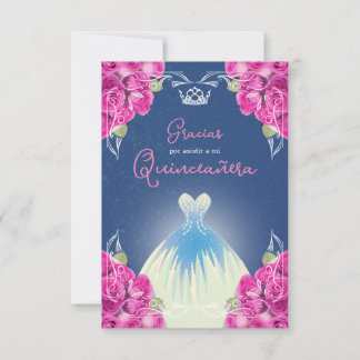 SPANISH PINK & BLUE QUINCEAÑERA | THANK YOU CARD