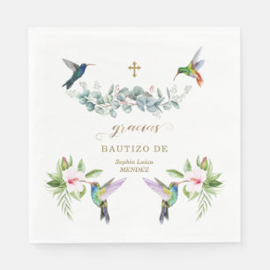 Spanish Pink Hibiscus Flowers Eucalyptus Bautizo Napkin