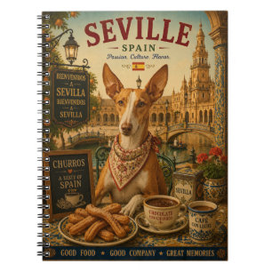 Spanish Podenco in Seville Vintage Travel Art Notebook