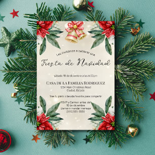 Spanish Poinsettias Fiesta de Navidad Christmas Invitation
