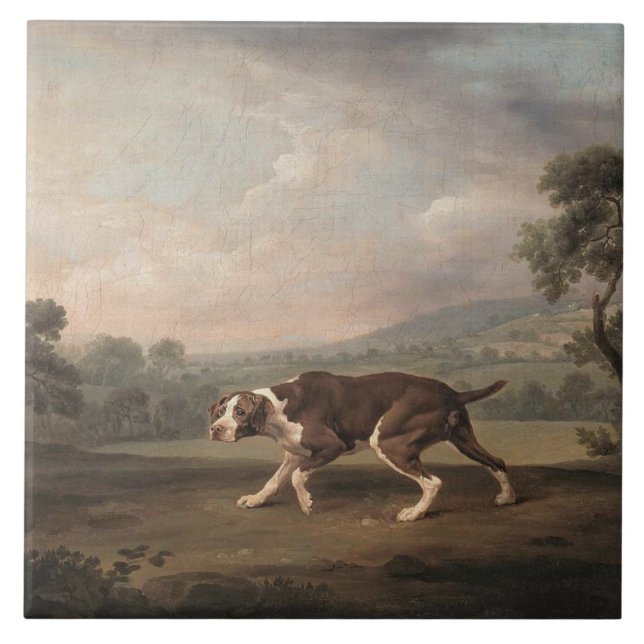 Spanish Pointer Dog (by George Stubbs) Ceramic Tile (Front)