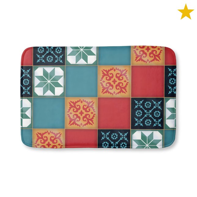 Spanish Portuguese Azulejos Tiles Board Game Azul  Bath Mat (Creator Uploaded)