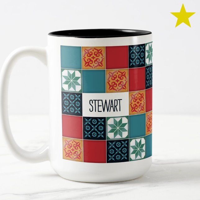 Spanish Portuguese Azulejos Tiles Custom Name Mug (Creator Uploaded)