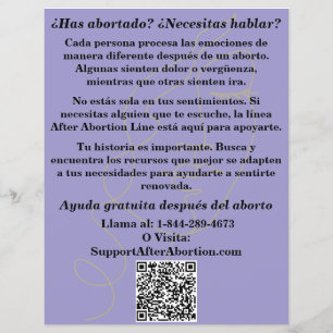 Spanish Pregnancy Help/After Abortion Care Flyer