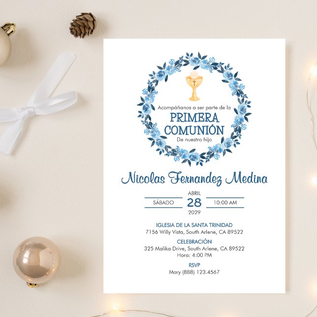 Spanish Primera Comunion Chalice First Communion Invitation (Creator Uploaded)
